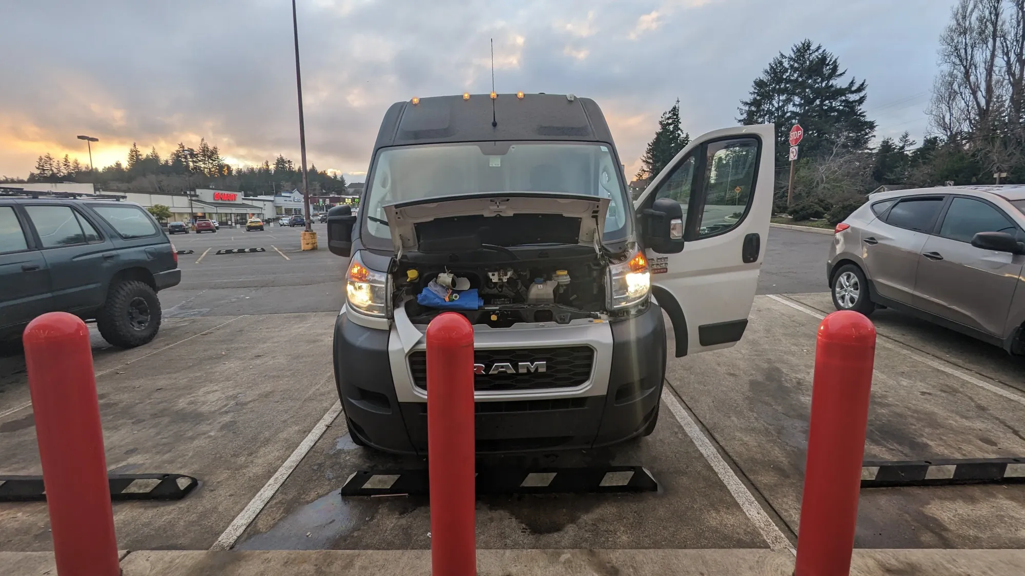 Parking lot van maintenance - replacing headlights