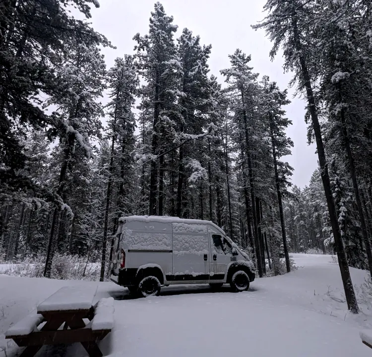 Van Covered In Snow